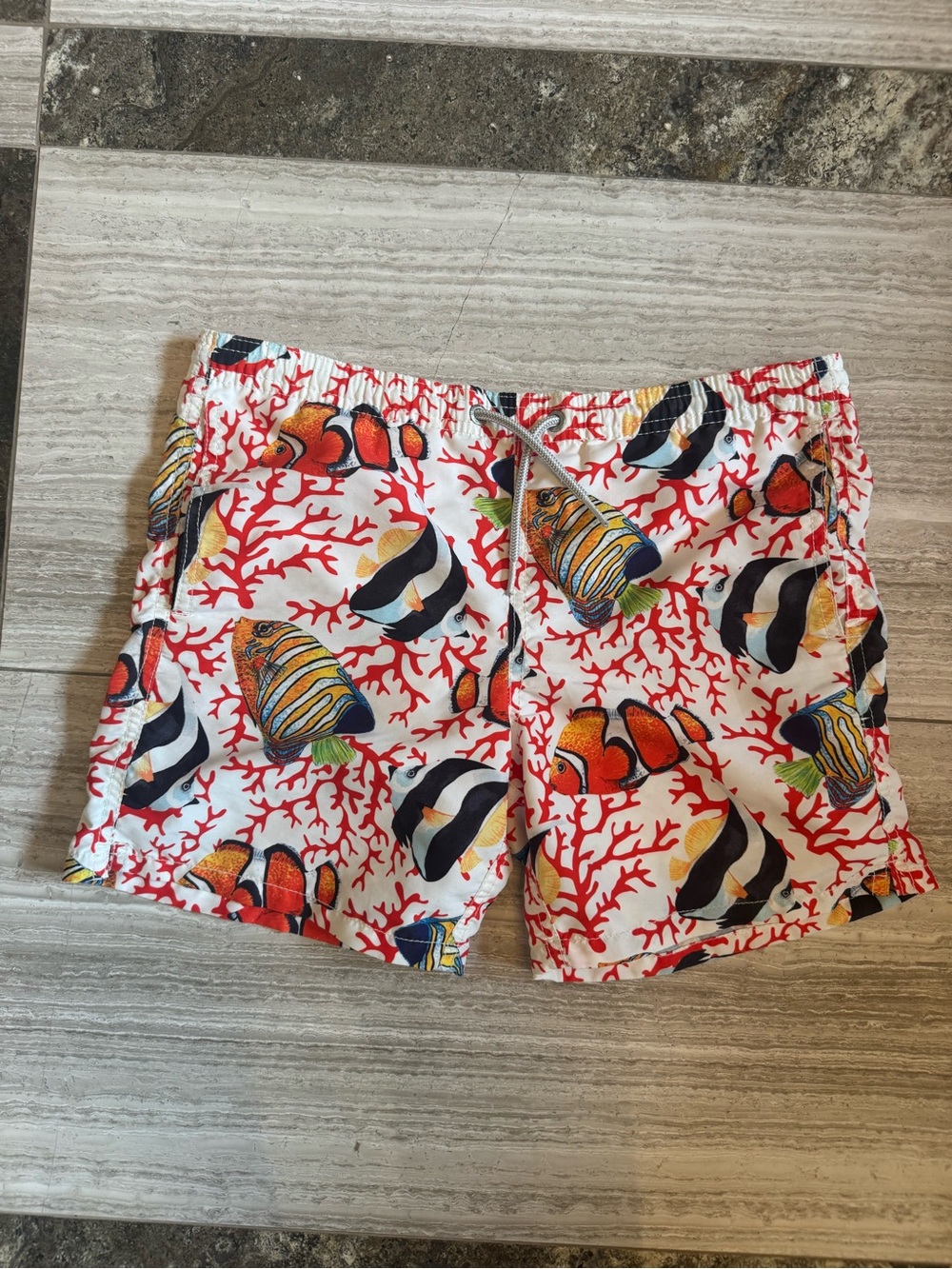 MC2 Saint Barth Tropical Fish Print Swim Shorts - White/Red/Black